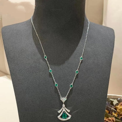 DIANA DREAM NECKLACE MALACHITE DIAMOND SILVER