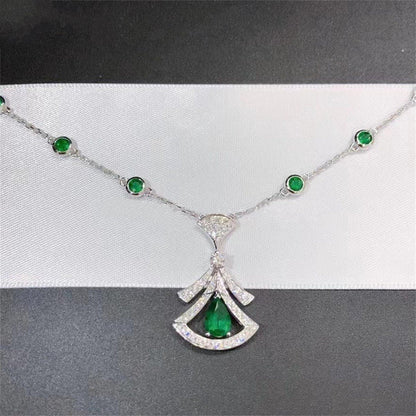 DIANA DREAM NECKLACE MALACHITE DIAMOND SILVER