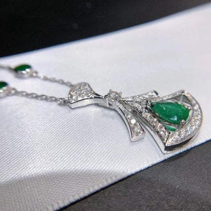 DIANA DREAM NECKLACE MALACHITE DIAMOND SILVER