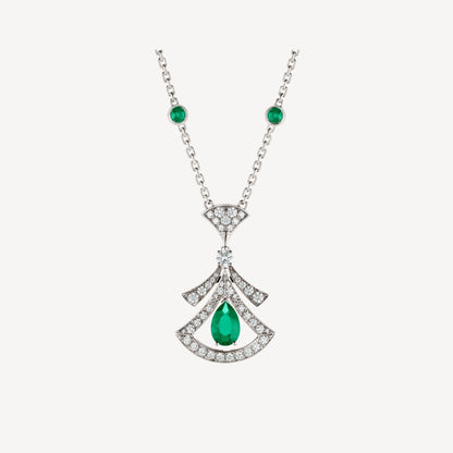 DIANA DREAM NECKLACE MALACHITE DIAMOND SILVER