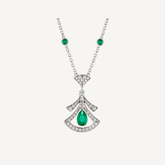 DIANA DREAM NECKLACE MALACHITE DIAMOND SILVER