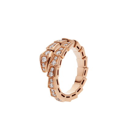 DIANA SERPENTI RING PINK GOLD DIAMOND PAVED 4MM