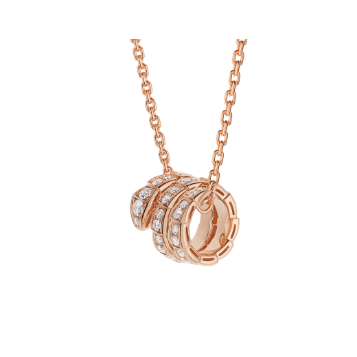 DIANA SERPENTI PINK GOLD NECKLACE DOUBLE RING DIAMOND
