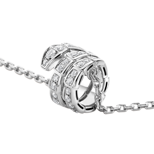 DIANA SERPENTI SILVER NECKLACE DOUBLE RING DIAMOND