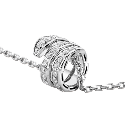 DIANA SERPENTI SILVER NECKLACE DOUBLE RING DIAMOND