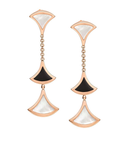 DIANA DREAM EARRINGS 3 MOTIFS ONYX MOP PINK GOLD