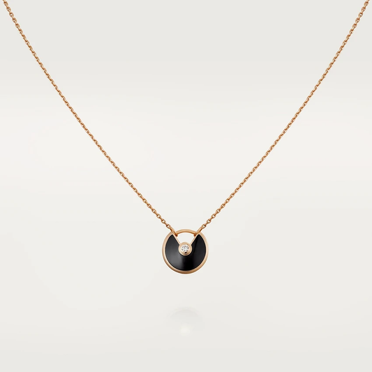 DIANA AMULETTE ROSE GOLD ONYX NECKLACE