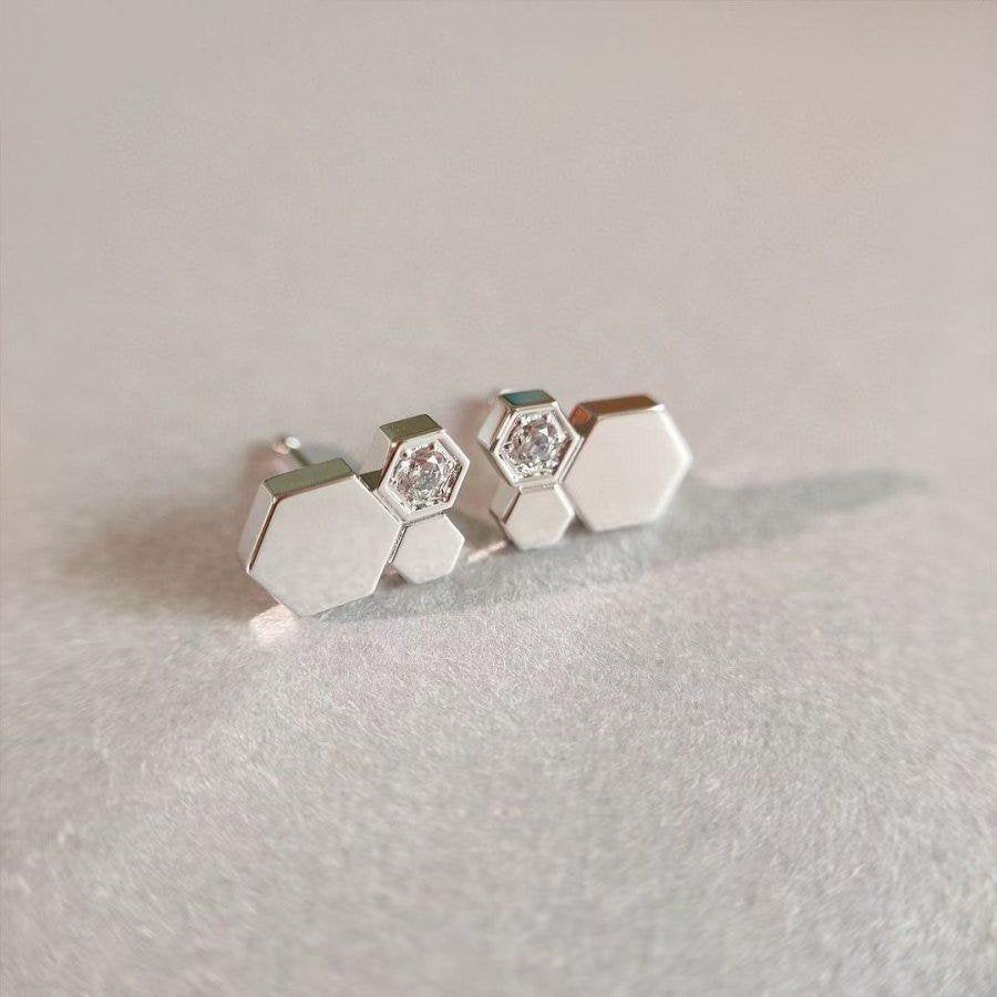 DIANA BEE LOVE SILVER DIAMOND EARRINGS