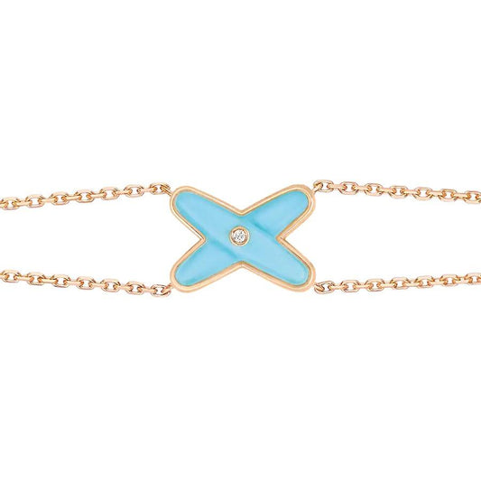 DIANA JEUX BRACELET TURQUOISE PINK GOLD 1 DIAMOND