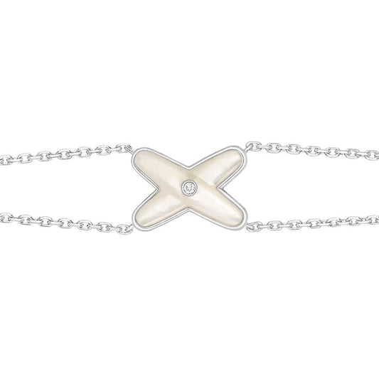 DIANA JEUX BRACELET WHITE MOP SILVER 1 DIAMOND