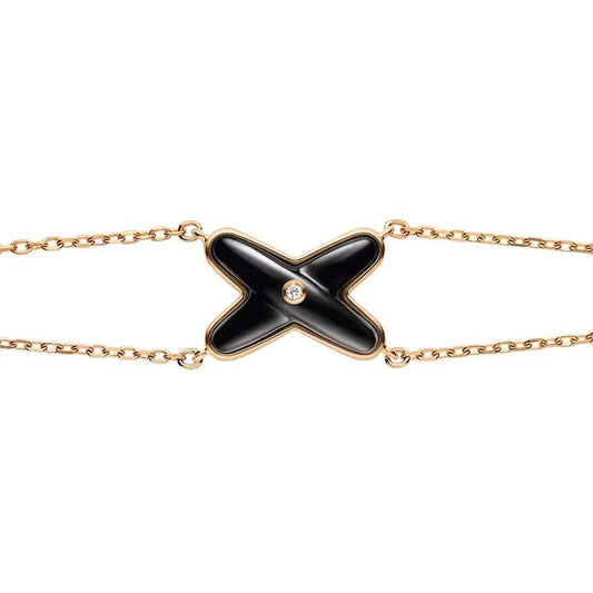 DIANA JEUX BRACELET ONYX PINK GOLD 1 DIAMOND