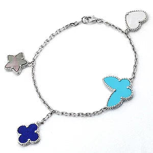DIANA LUCKY SPRING SILVER BRACELET 4 MOTIF