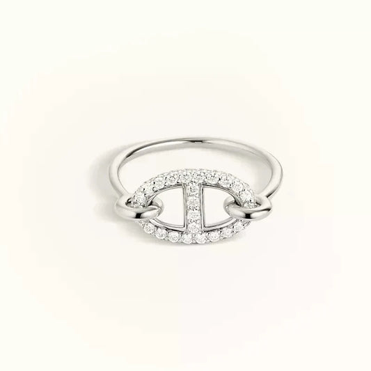 DIANA RONDE SMALL SILVER DIAMOND RING