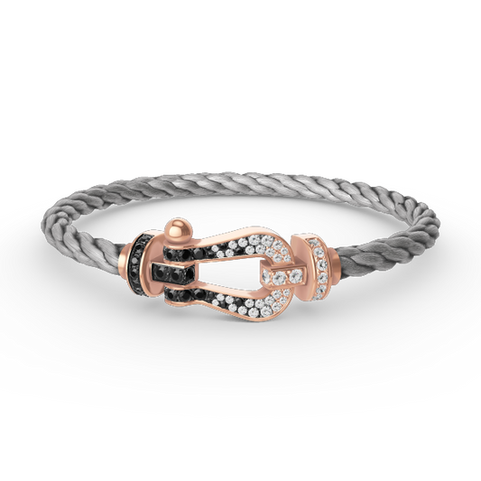 DIANA FORCE LARGE HORSESHOE BLACK WHITE DIAMOND BRACELET ROSE GOLD