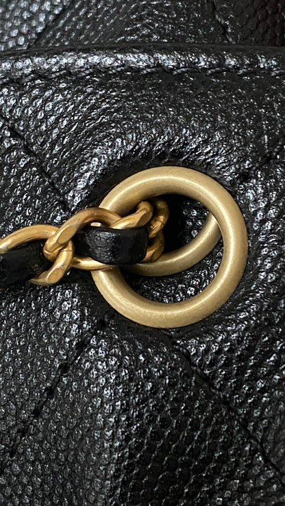 CC 25C Hobo Bag 42cm Black Grained Calfskin