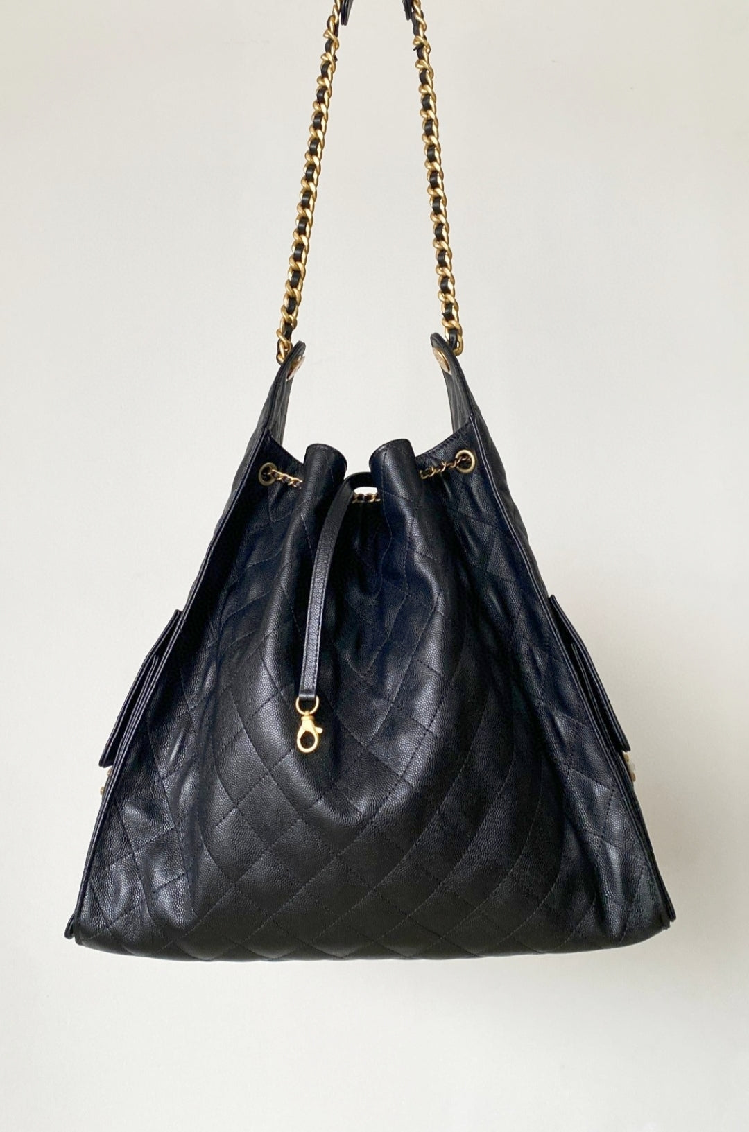 CC 25C Hobo Bag 42cm Black Grained Calfskin