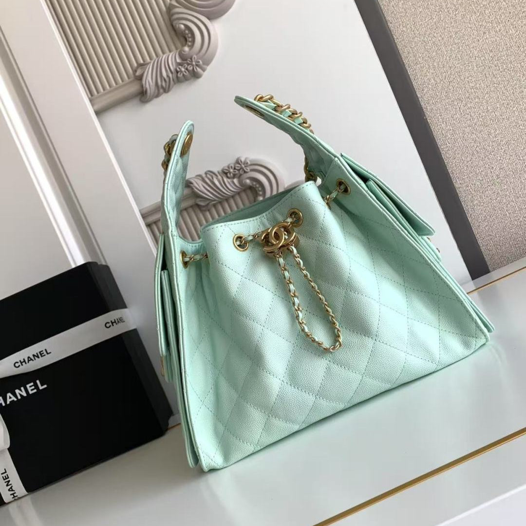 CC 25C Hobo Bag 30cm Turquoise Blue Grained Calfskin