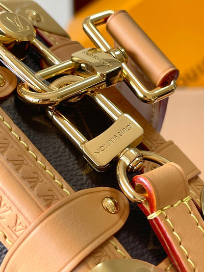 SIDE TRUNK MINI 18 IN BROWN MONOGRAM CANVAS GOLD HARDWARE