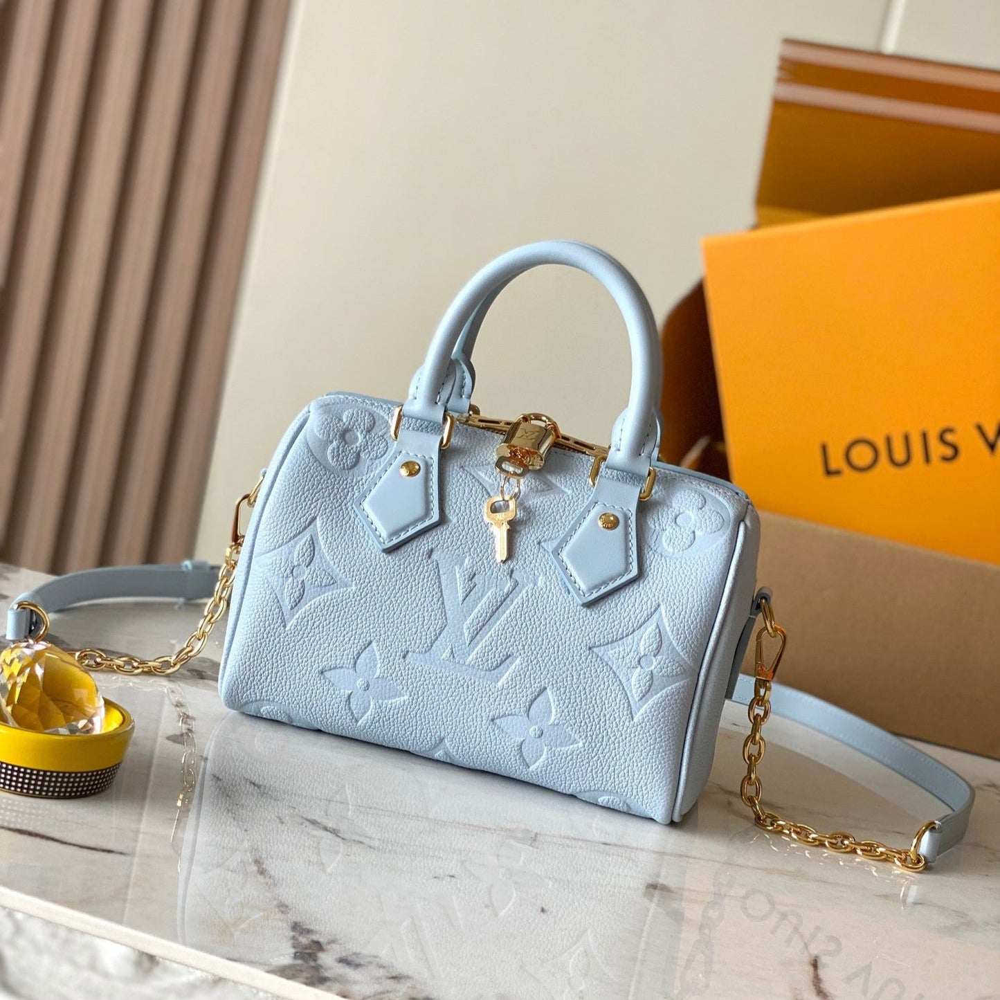 SPEEDY BANDOULI¨¨RE 20 IN BLUE HOUR MONOGRAM EMPREINTE LEATHER