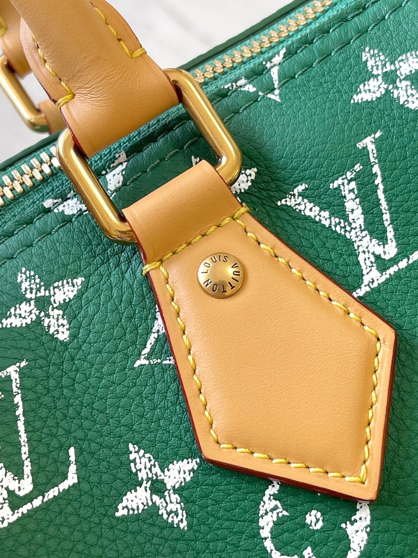 SPEEDY P9 BANDOULI¨¨RE 25 IN GREEN MONOGRAM CANVAS GOLD HARDWARE