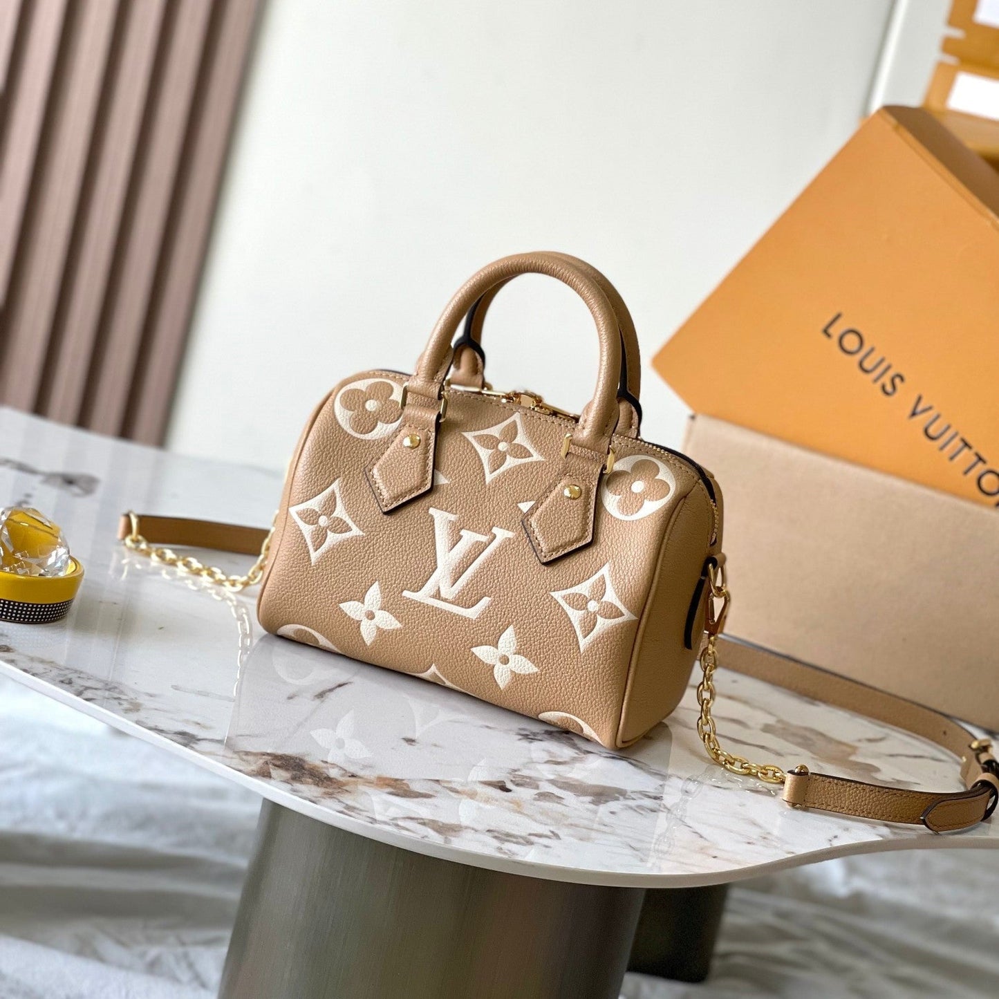 SPEEDY BANDOULI¨¨RE 20 IN MILK TEA MONOGRAM EMPREINTE LEATHER