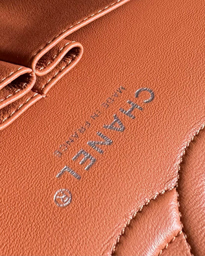 flap bag medium 25 brown lambskin silver hardware