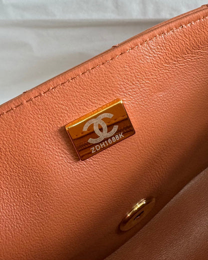 flap bag mini 20 brown lambskin gold hardware