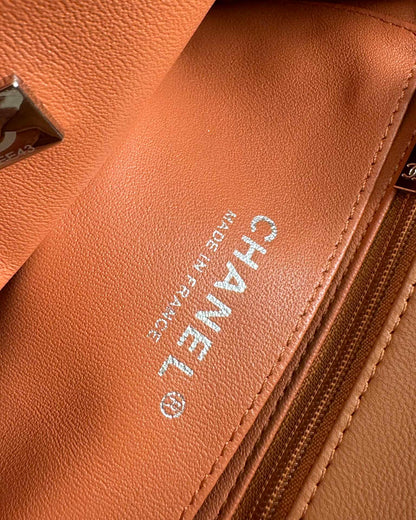 flap bag mini 20 brown lambskin silver hardware