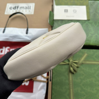 gg marmont half-moon shaped 21cm white calfskin gold hardware