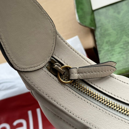 gg marmont half-moon shaped 21cm white calfskin gold hardware