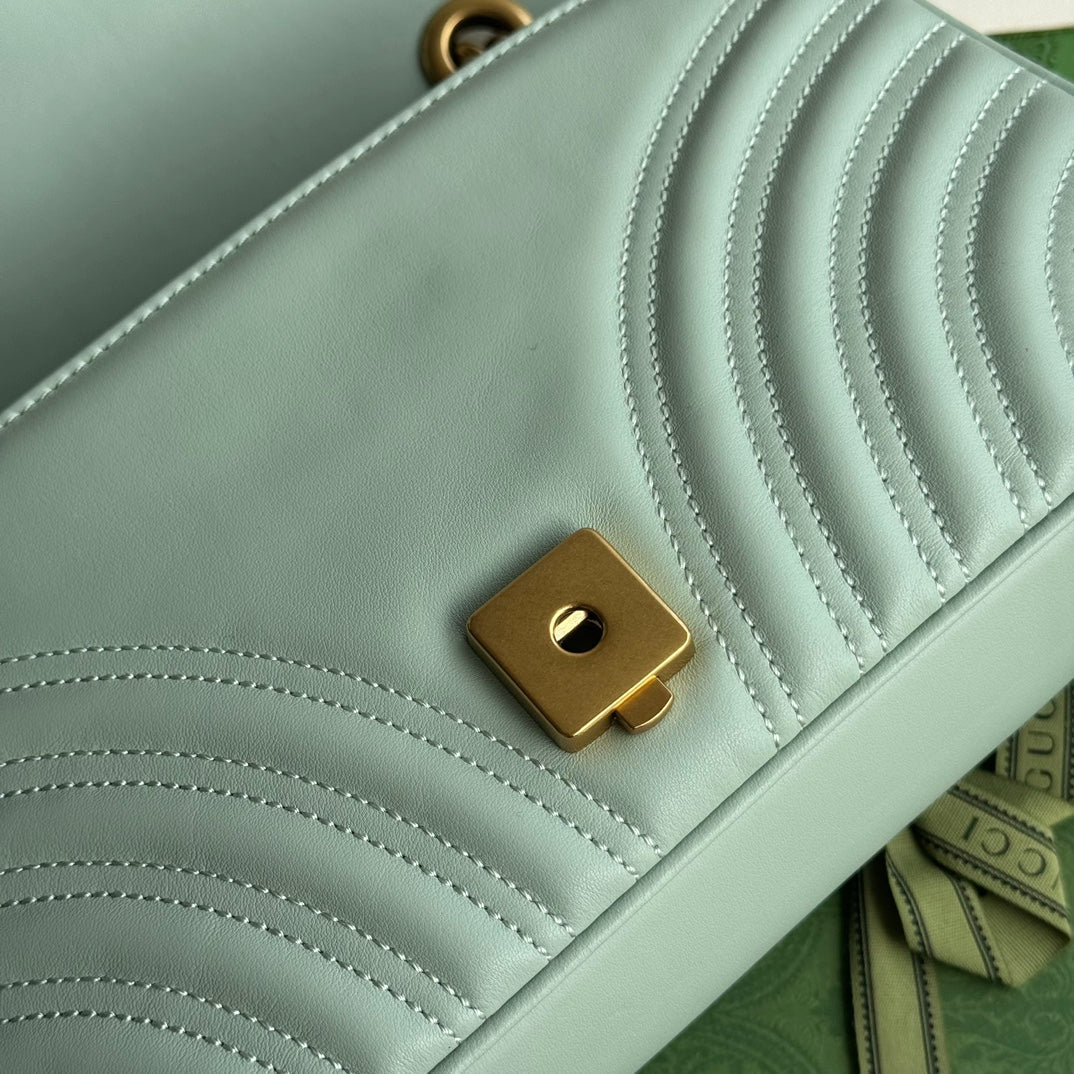 gg marmont 26cm turquoise calfskin gold hardware