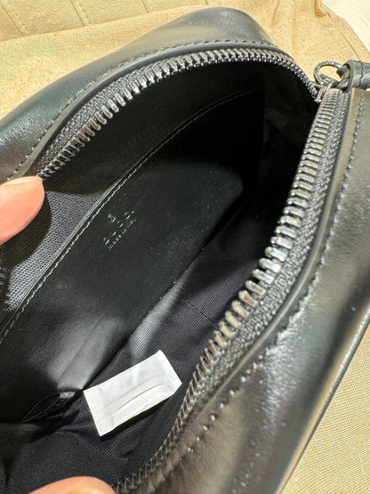 GG MINI 18 MARMONT MATELASS¨¦ SHOULDER BAG BLACK CALFSKIN