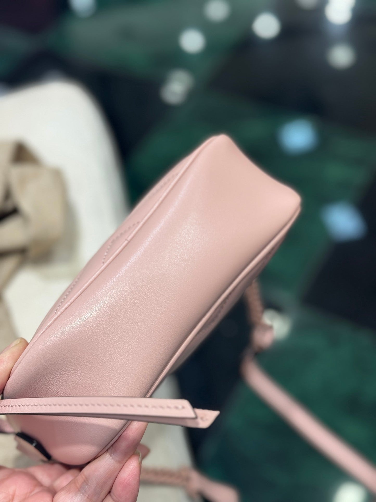 GG MINI 18 MARMONT MATELASS¨¦ SHOULDER BAG LIGHT PINK CALFSKIN