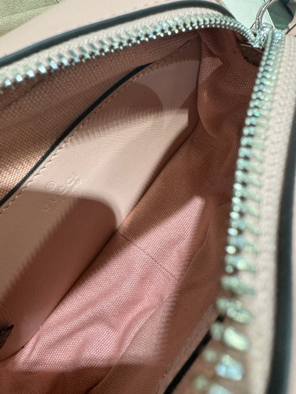 GG MINI 18 MARMONT MATELASS¨¦ SHOULDER BAG LIGHT PINK CALFSKIN