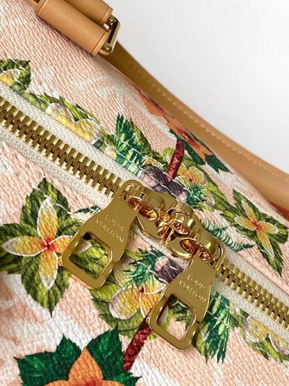 KEEPALL BANDOULI¨¨RE 50 IN SAND TROPICAL MOTIFS MONOGRAM SURFIN CANVAS