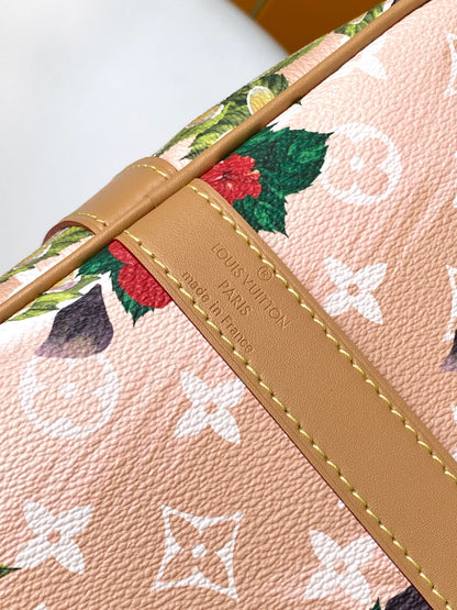 KEEPALL BANDOULI¨¨RE 50 IN SAND TROPICAL MOTIFS MONOGRAM SURFIN CANVAS