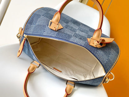 SPEEDY BANDOULI¨¨RE 40 IN BLUE DAMIER DENIM 3D