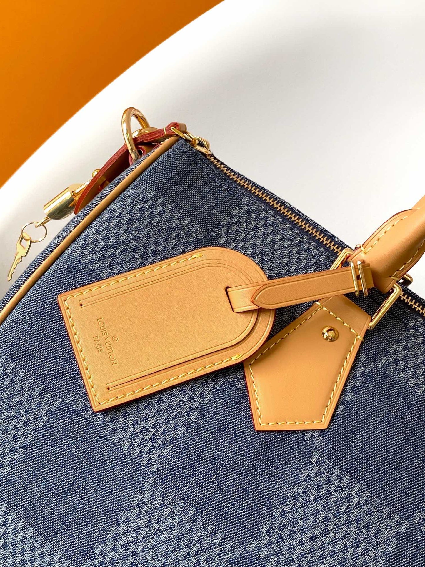 SPEEDY BANDOULI¨¨RE 40 IN BLUE DAMIER DENIM 3D