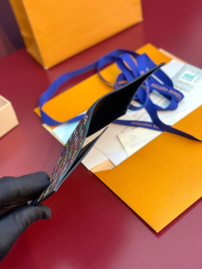 LV x TM Passport Cover Black Multicolor Monogram Canvas