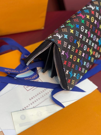 LV x TM Zippy Wallet Black Multicolor Monogram Canvas