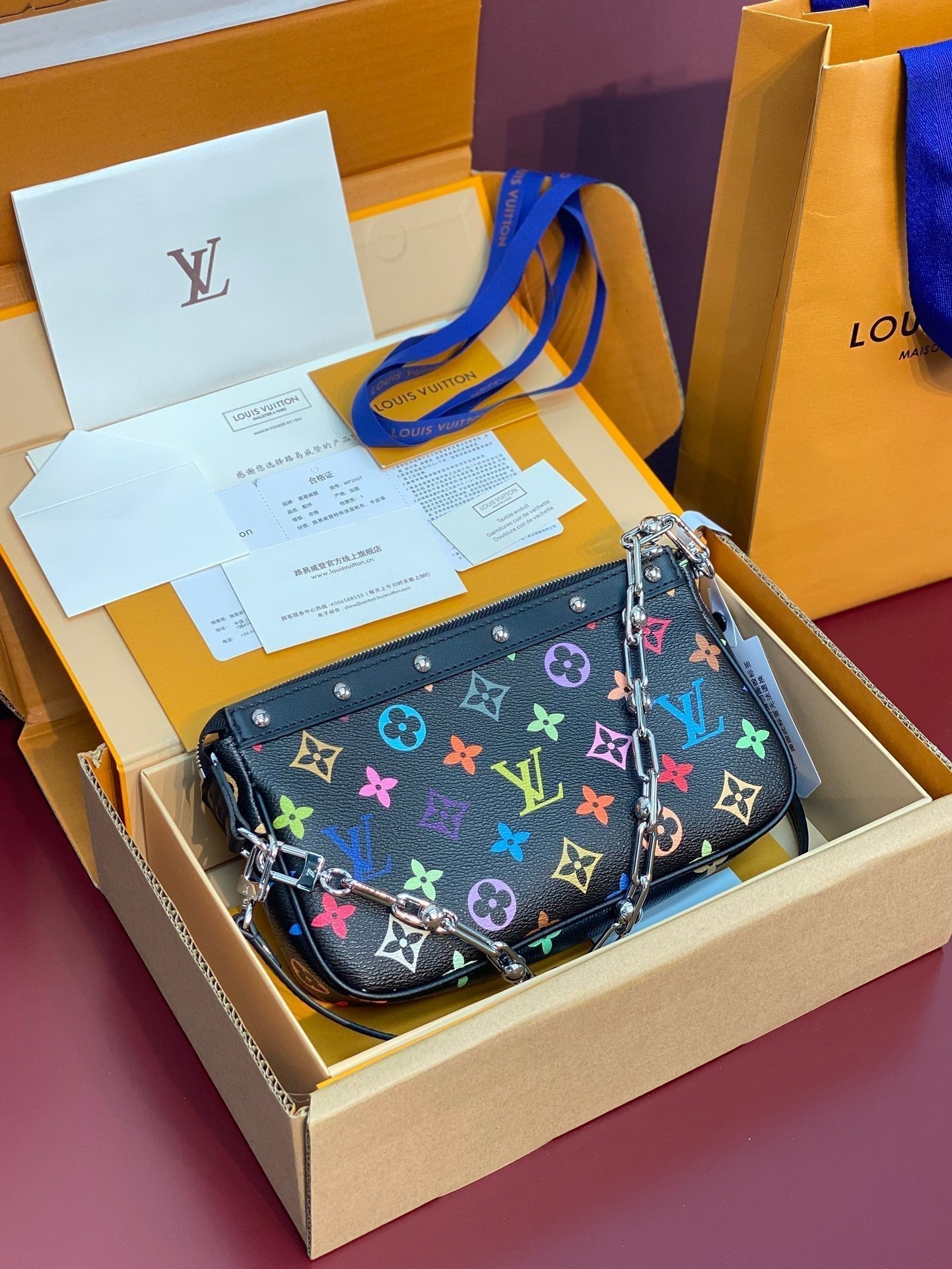 LV x TM Pochette Accessoires 22cm Black Muticolor Monogram Canvas