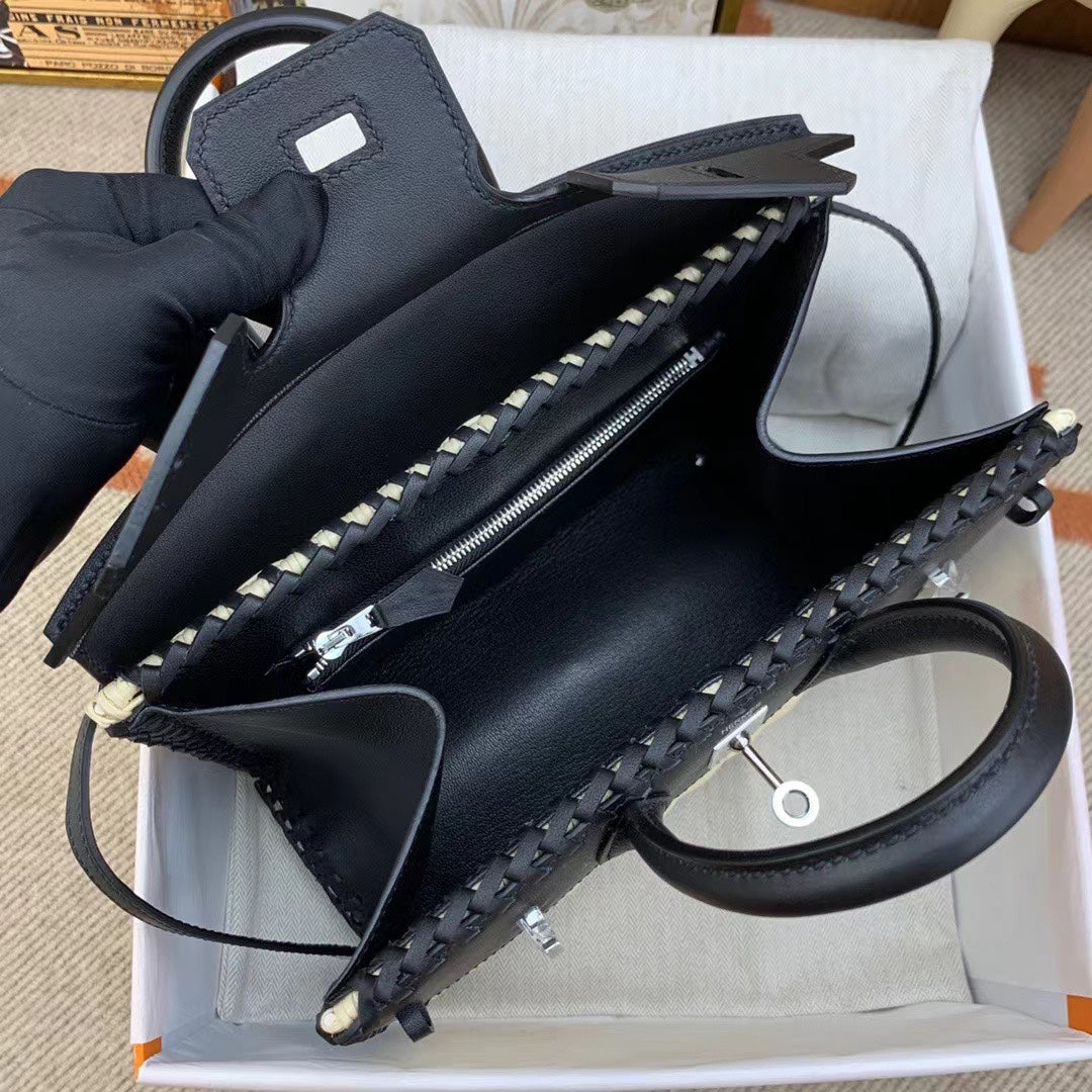 HM BIRKIN 25 CM PICNIC BLACK BAMBOO AND RATTAN