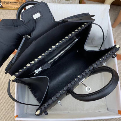 HM BIRKIN 25 CM PICNIC BLACK BAMBOO AND RATTAN