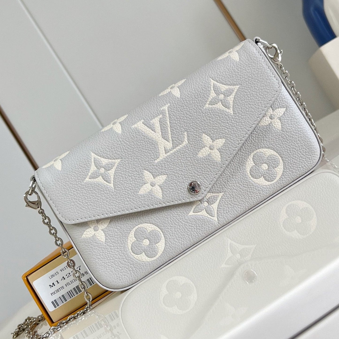 LV Pochette Felicie Brume Gray Monogram Cowhide 205525