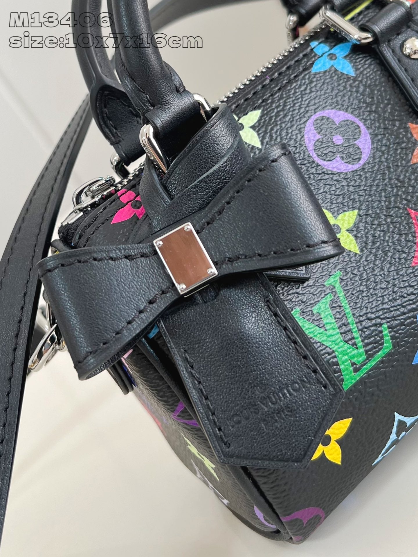 LV x TM Nano Speedy 16cm Black Multicolored Monogram coated canvas