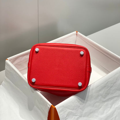 picotin lock red togo leather silver hardware