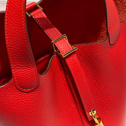 picotin lock red togo leather gold hardware