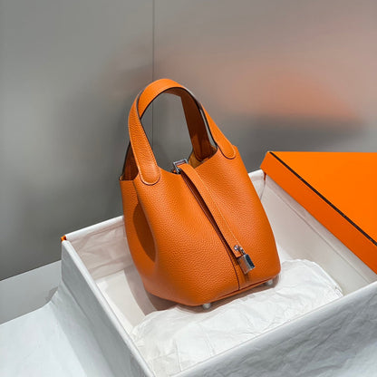 picotin lock dark orange togo leather gold hardware