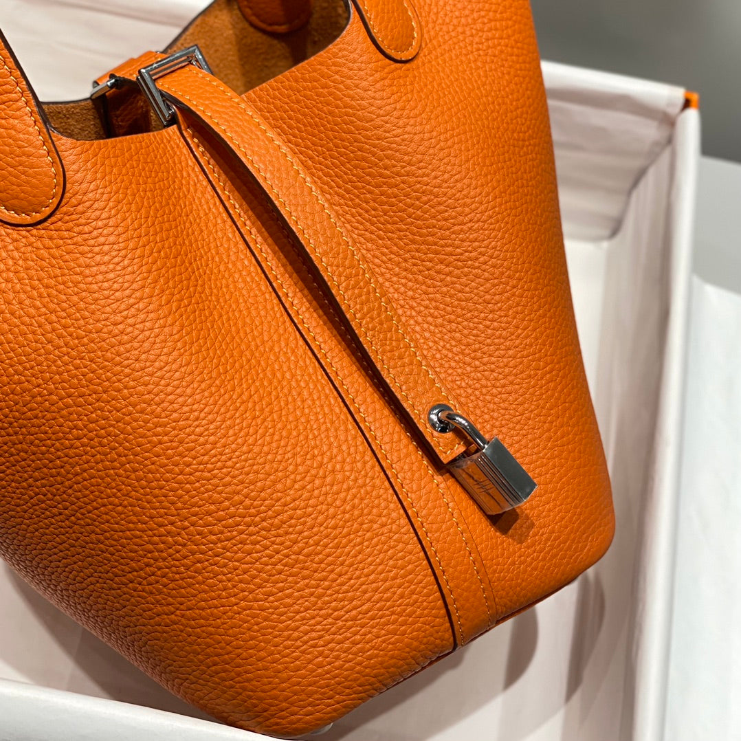 picotin lock dark orange togo leather gold hardware