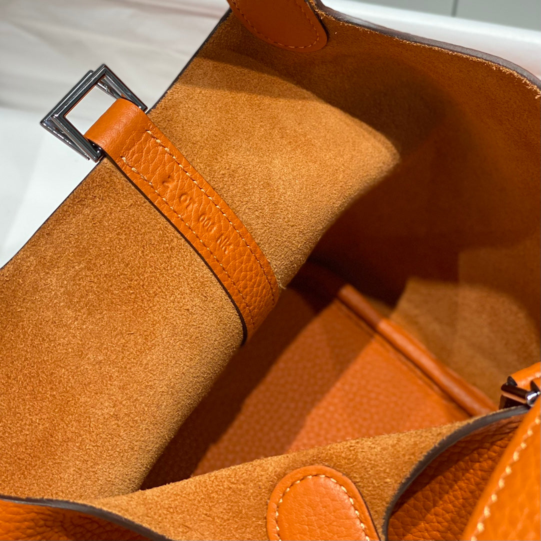 picotin lock dark orange togo leather gold hardware